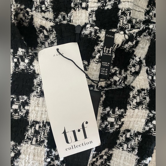 ZARA houndstooth black and white long sleeve knit dress medium new with tag pick - Picture 7 of 8